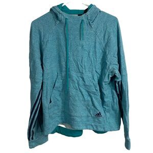 Adidas Teal Mock Neck Hoodie Sweatshirt